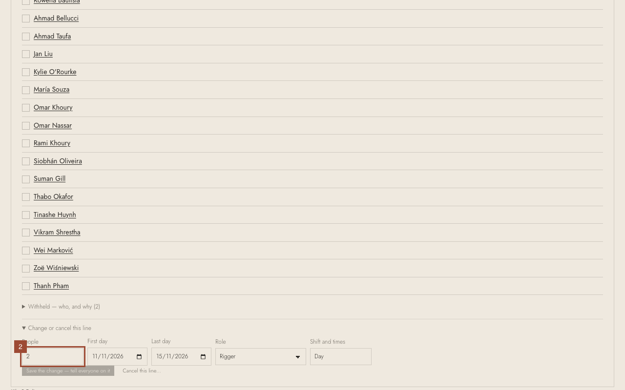 Step 2: Change what the client asked for: here, People from 2 to 3…