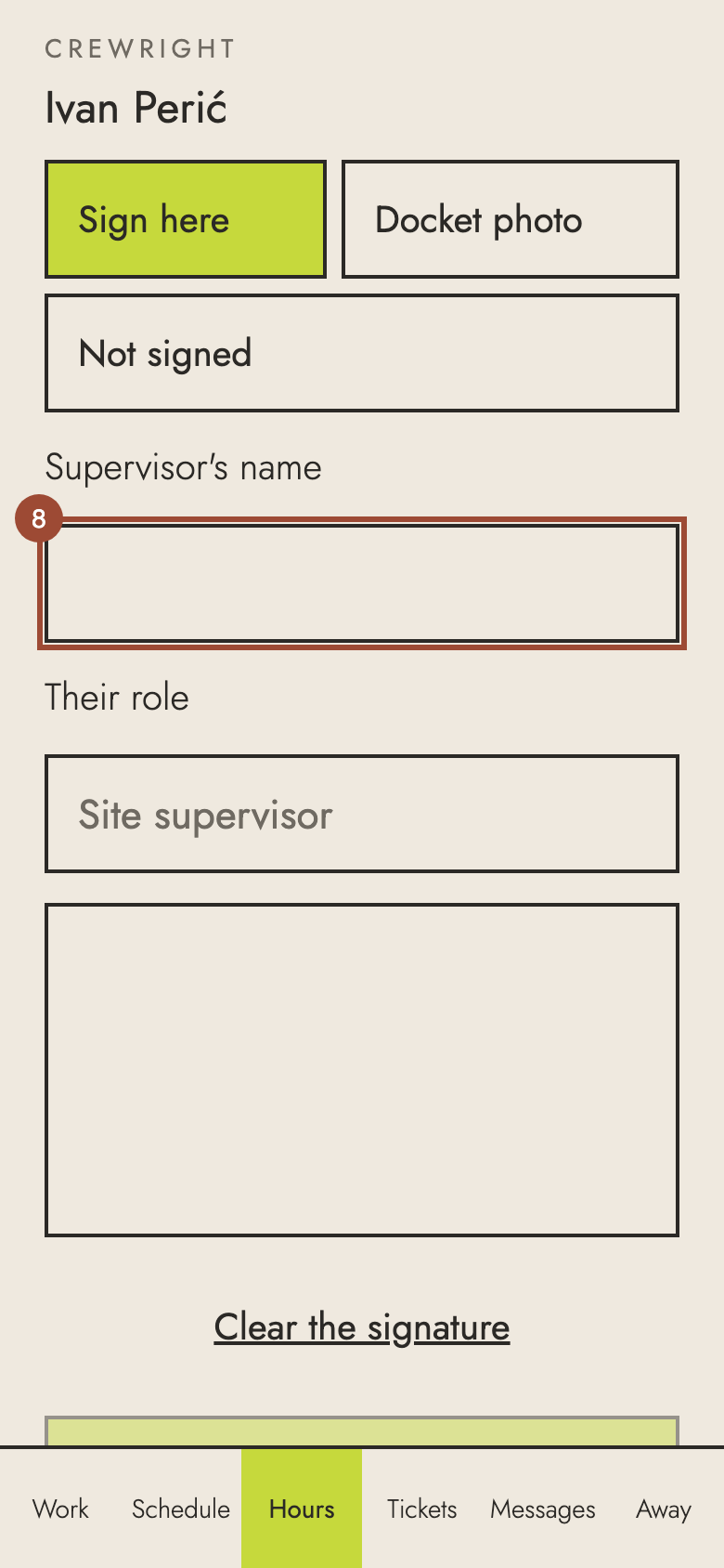 Step 8: Your supervisor types their name…
