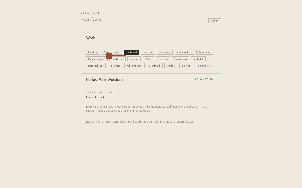 Step 1: On the home page, open Parallel run. Only an owner or administrator sees it.