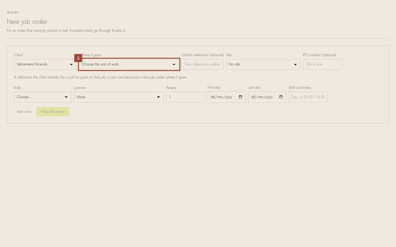 Step 3: Choose Where it goes: the client's contract or project it is under.