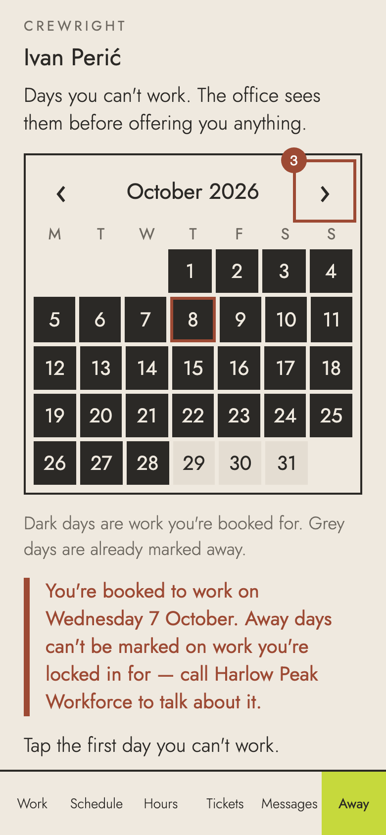 Step 3: Use the arrows to go to the month you need.