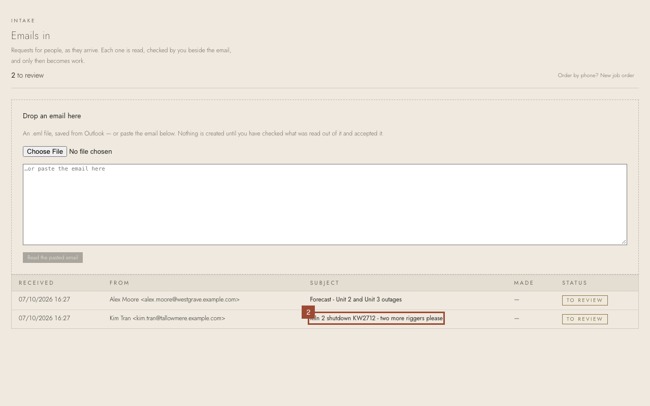 Step 2: Open the email waiting to be reviewed.