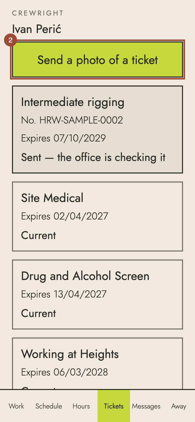 Step 2: Press Send a photo of a ticket.
