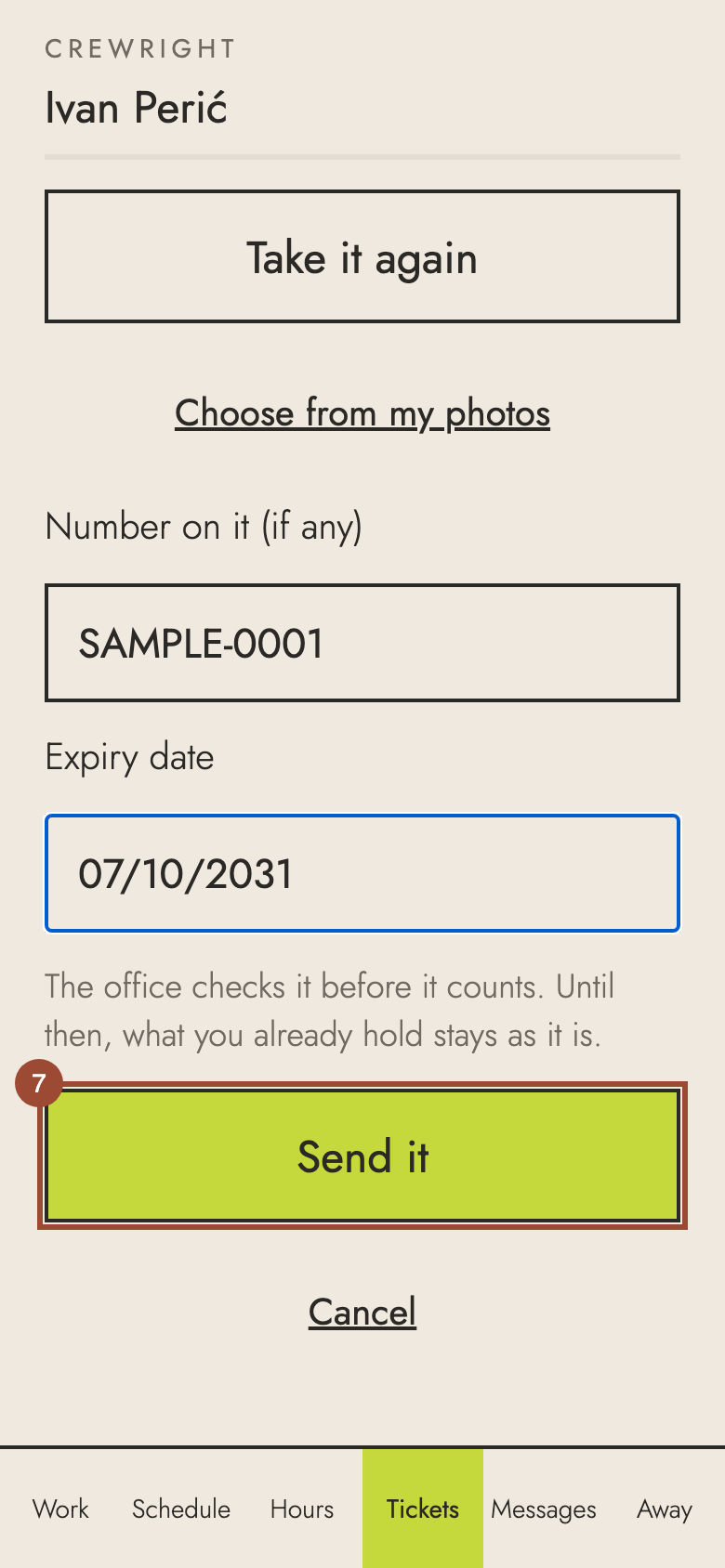 Step 7: Press Send it.